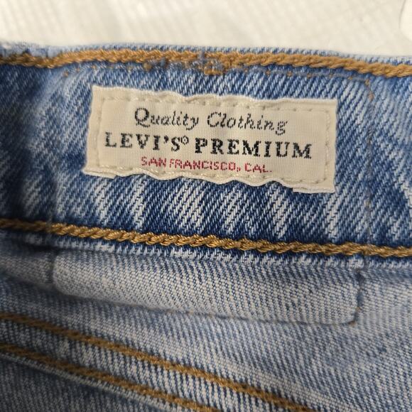 Levi's Jeans Womens 26 Premium Ribcage Crop Flare High Rise Raw Hem Comfort - Picture 9 of 14